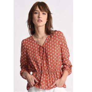 Molly Bracken red Long Sleeve Mosaic Printed Top - size large